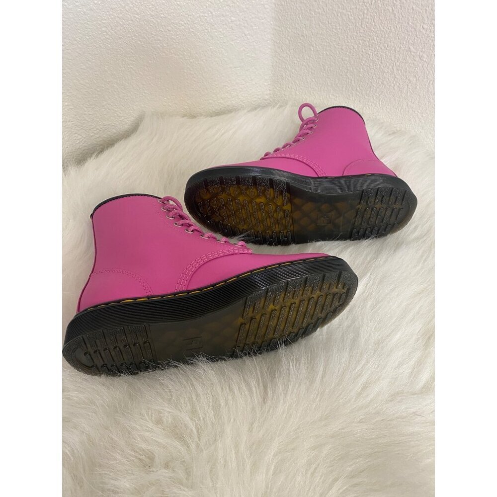 New DR MARTENS Zavala Combat Style Women's Leather Lace-up Boots Pink US7 - Picture 5 of 9